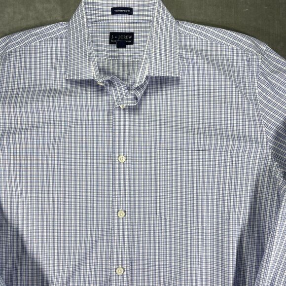 J.Crew Men’s Thompson Blue Plaid Button Down Shirt Size Large - Picture 2 of 7